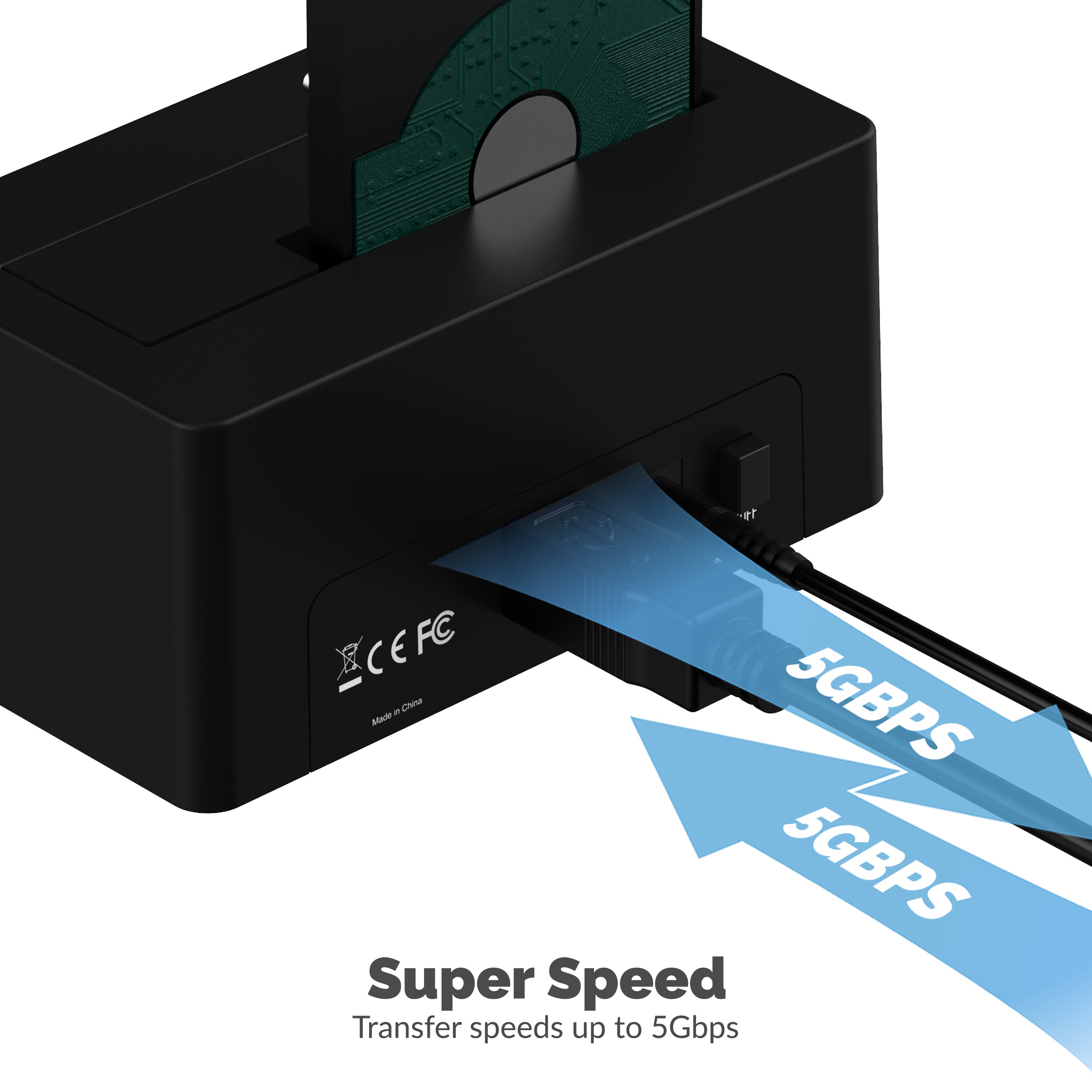 USB 3.0 SATA/SSD 2.5" HDD Docking Station with 3 USB Ports