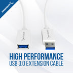 22AWG USB 3.0 Extension Cable - A-Male to A-Female [White] 10 Feet