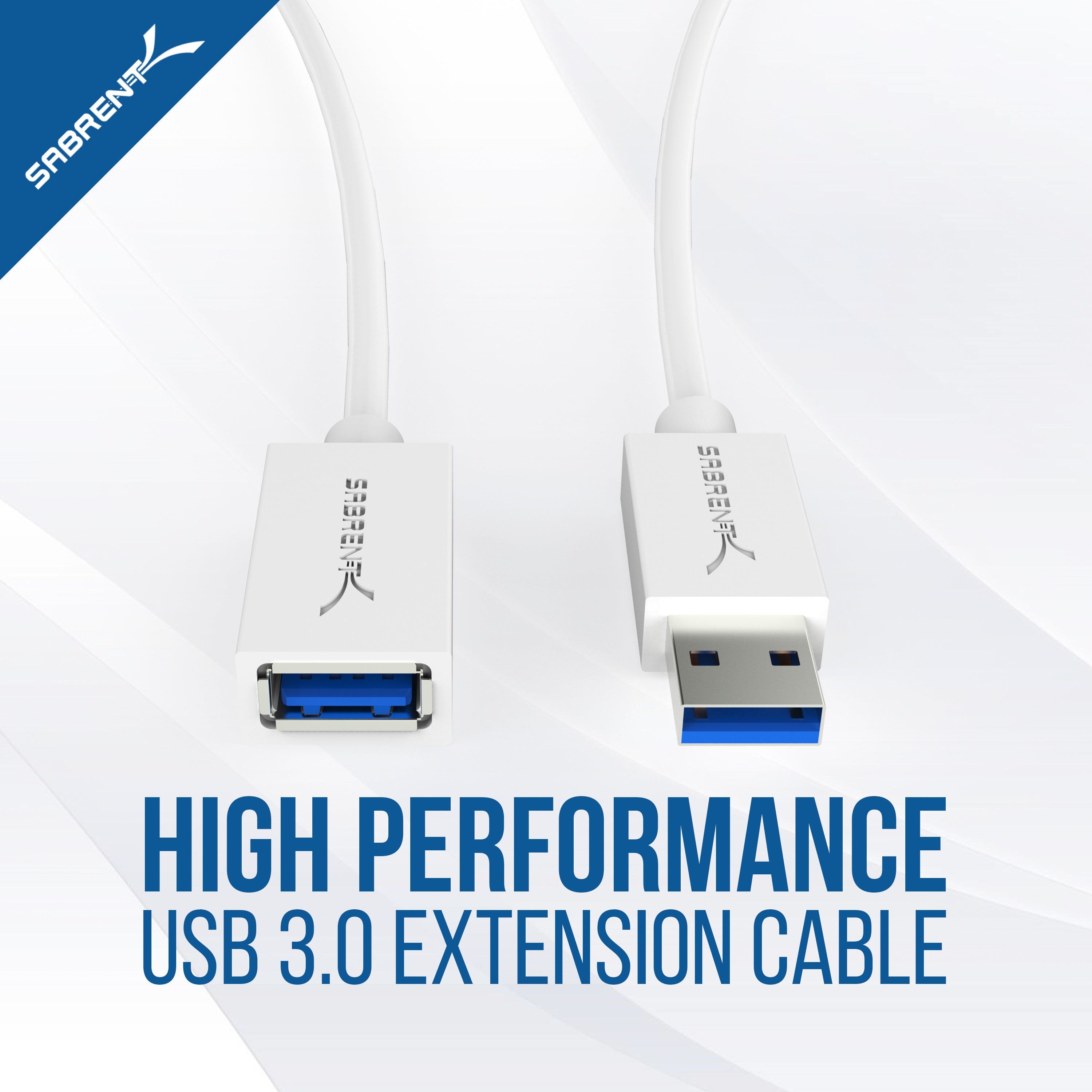 22AWG USB 3.0 Extension Cable - A-Male to A-Female [White] 10 Feet