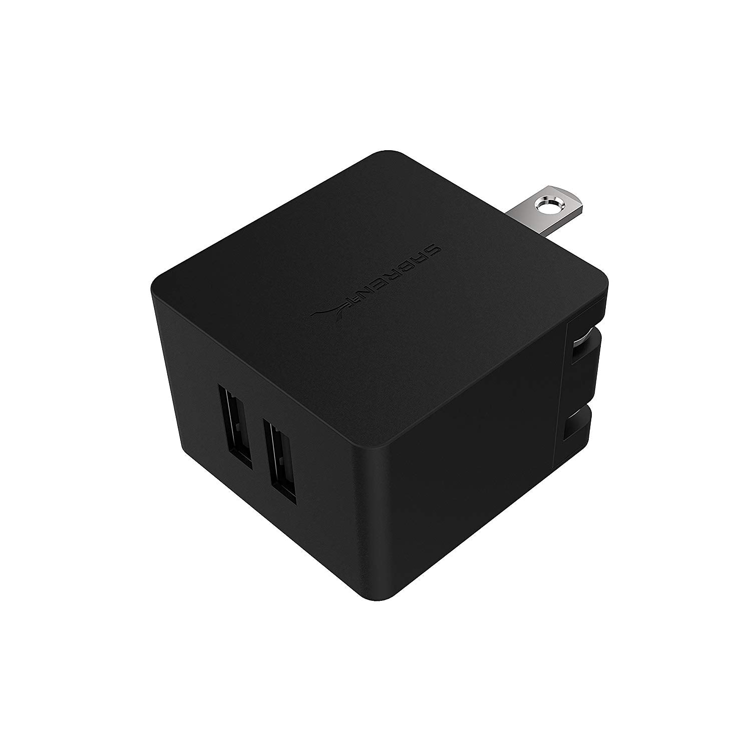 [UL Certified] Dual USB Wall Charger with Foldable Plug (10.5W 2.1 Amp) Smart USB Charger with Auto Detect Technology [Black]