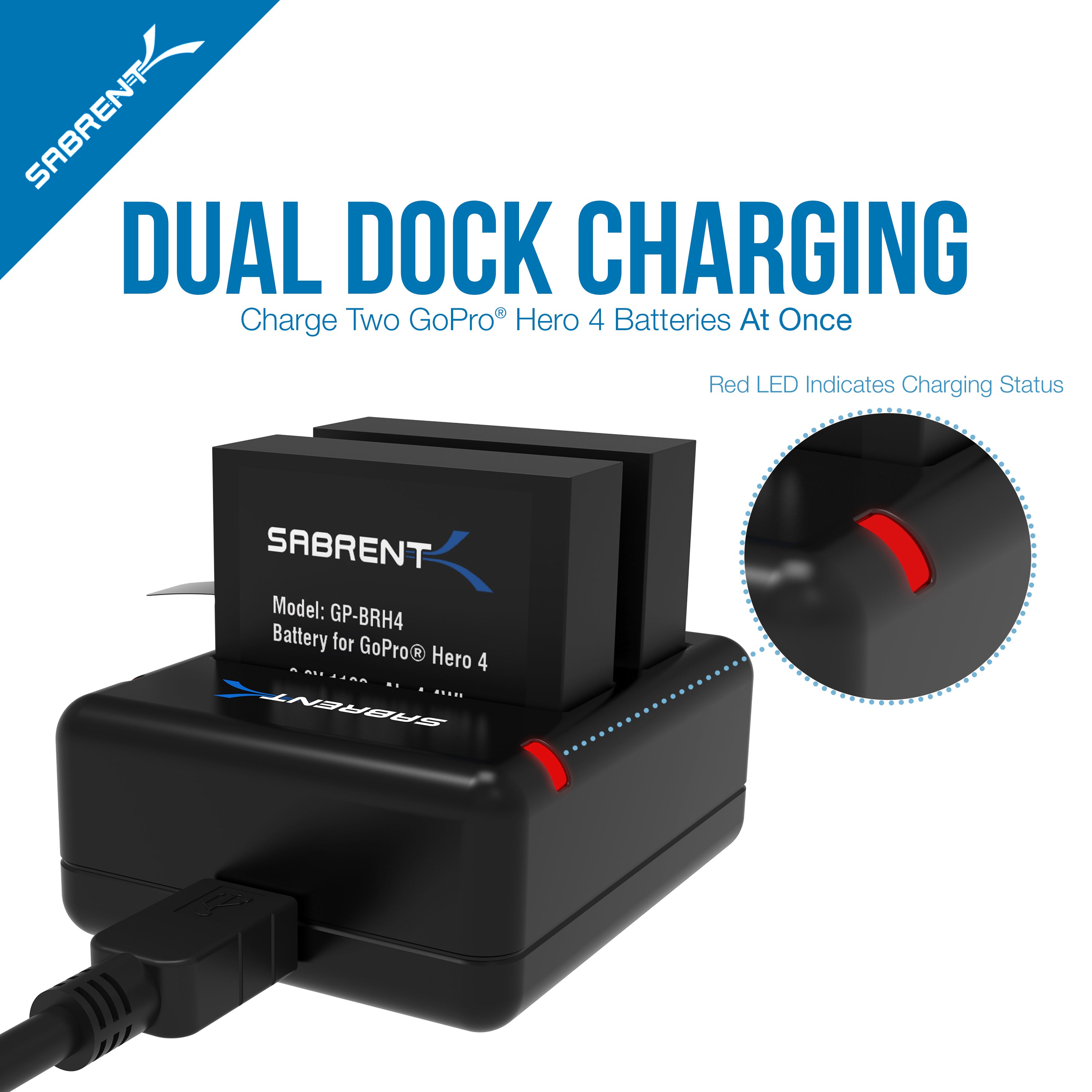 2 Pack Battery Set with Dual Battery Charger for GoPro HERO4 [AHDBT-401, AHBBP-401]