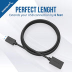 22AWG USB 3.0 Extension Cable - A-Male to A-Female [Black] 6 Feet