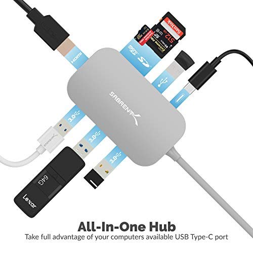 8-in-1 USB Type-C Hub with HDMI(4K) Output, 3 USB 3.0 Ports, 1 USB 2.0 Port, SD/MicroSD Multi-Card Reader