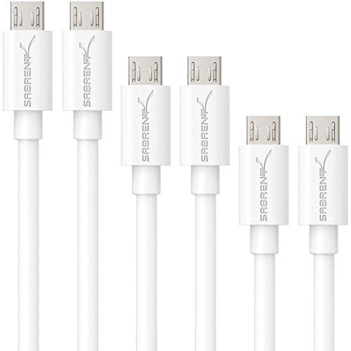 [6-Pack] 22AWG Premium Micro USB Cables  High Speed USB 2.0 A Male to Micro B Sync and Charge Cables [White]