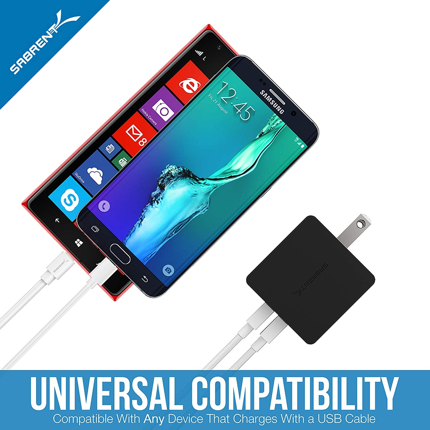 [UL Certified] Dual USB Wall Charger with Foldable Plug (10.5W 2.1 Amp) Smart USB Charger with Auto Detect Technology [Black]