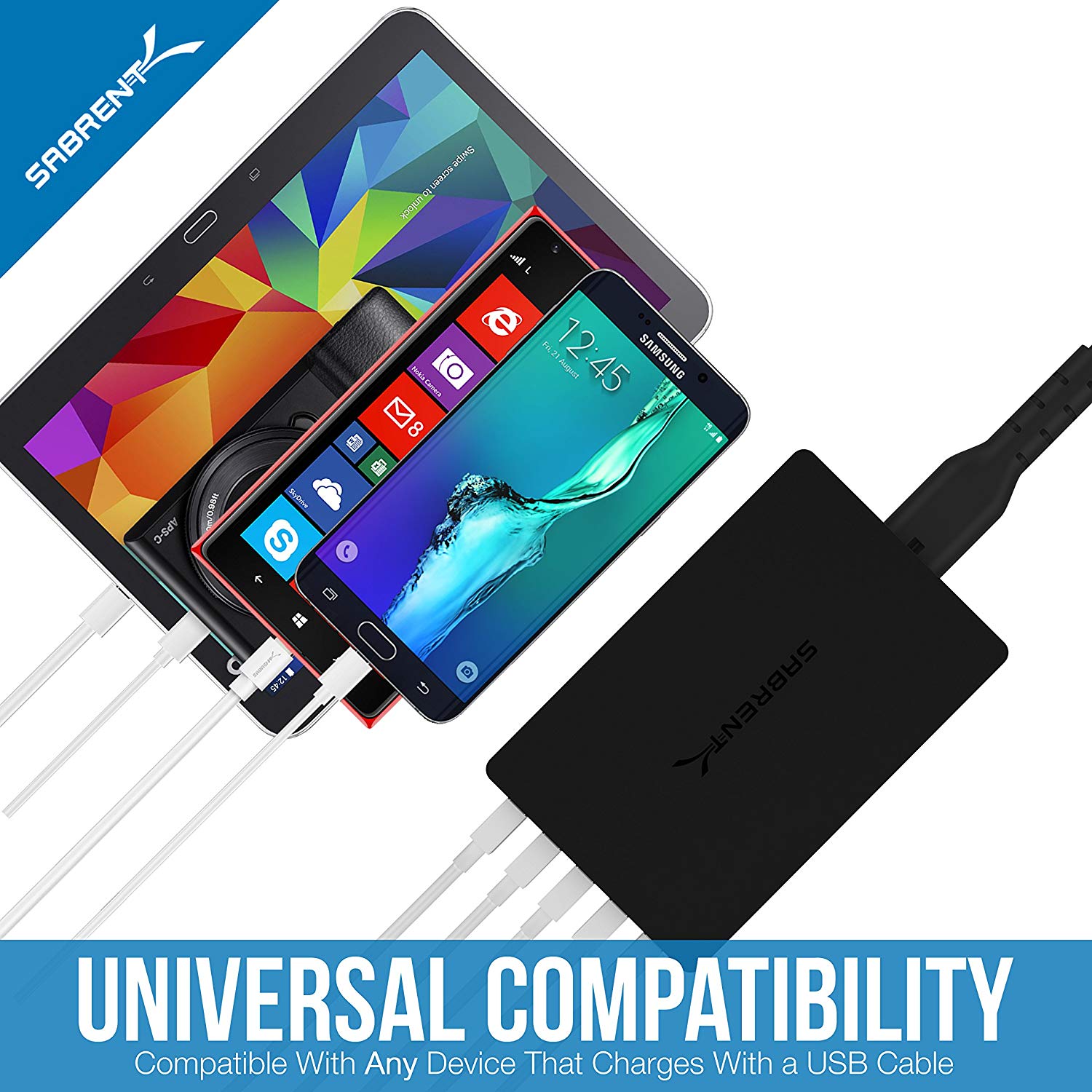 Quick Charge 3.0 [UL Certified] 54W 5-Port Family-Sized Desktop USB Rapid Charger. Smart USB Charger with Auto Detect Technology