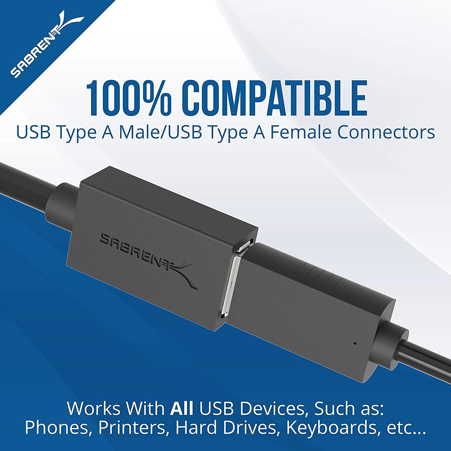 22AWG USB 3.0 Extension Cable - A-Male to A-Female [Black] 3 Feet