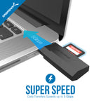 2-Slot Micro USB OTG and USB 3.0 Flash Memory Card Reader - Supports SD , SDHC , SDXC , MMC / MicroSD , T-Flash [Black]