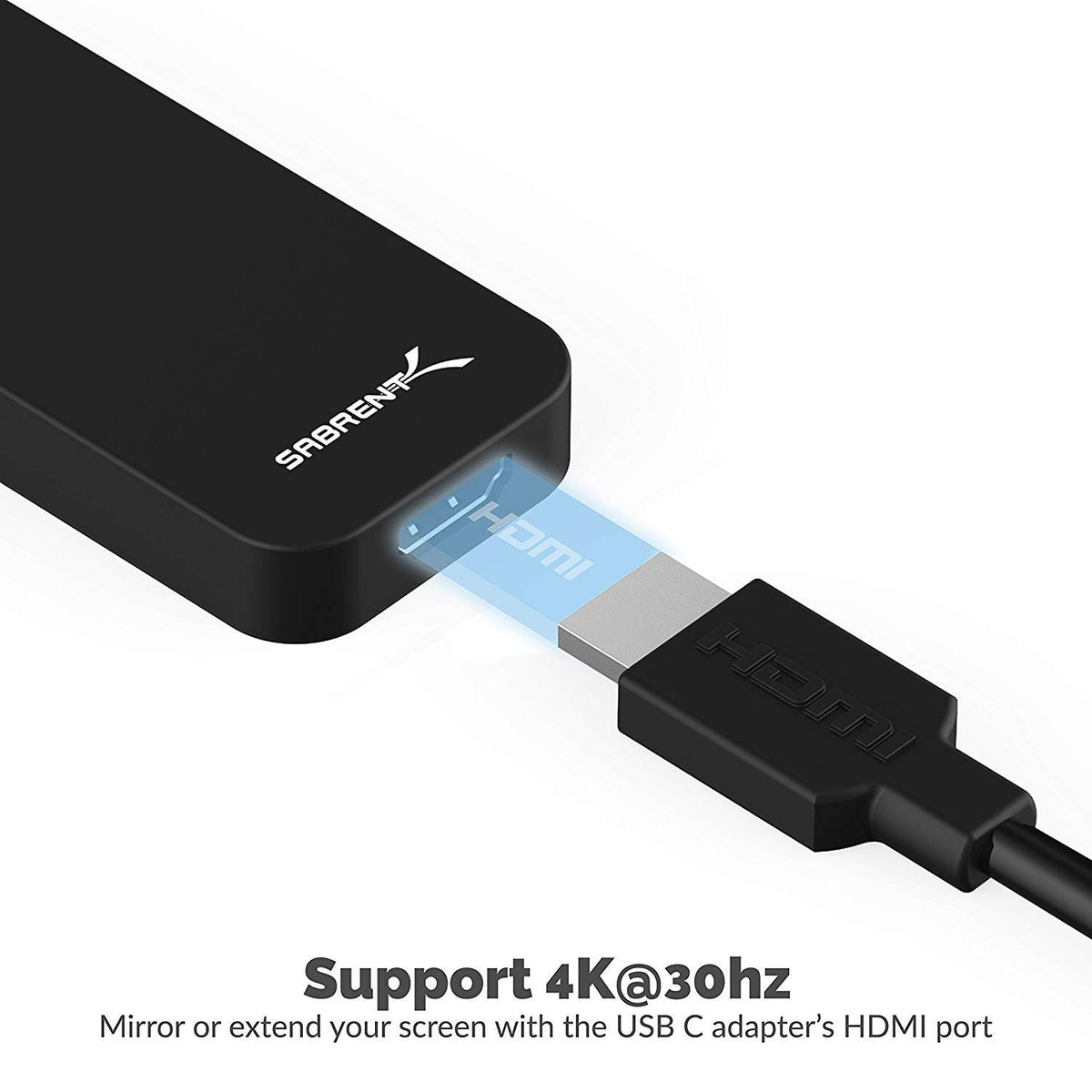 Black Aluminum Type-C to 2-Port USB 3.0 and HDMI Adapter