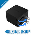 [UL Certified] Dual USB Wall Charger with Foldable Plug (10.5W 2.1 Amp) Smart USB Charger with Auto Detect Technology [Black]