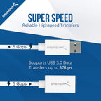 22AWG USB 3.0 Extension Cable - A-Male to A-Female [White] 6 Feet