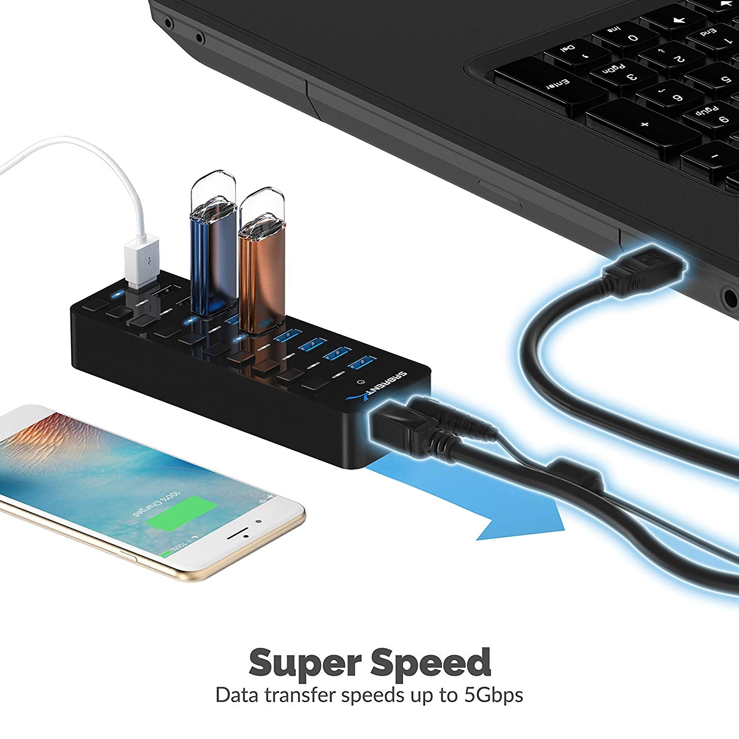 USB 3.0 Hub With Power Switches
