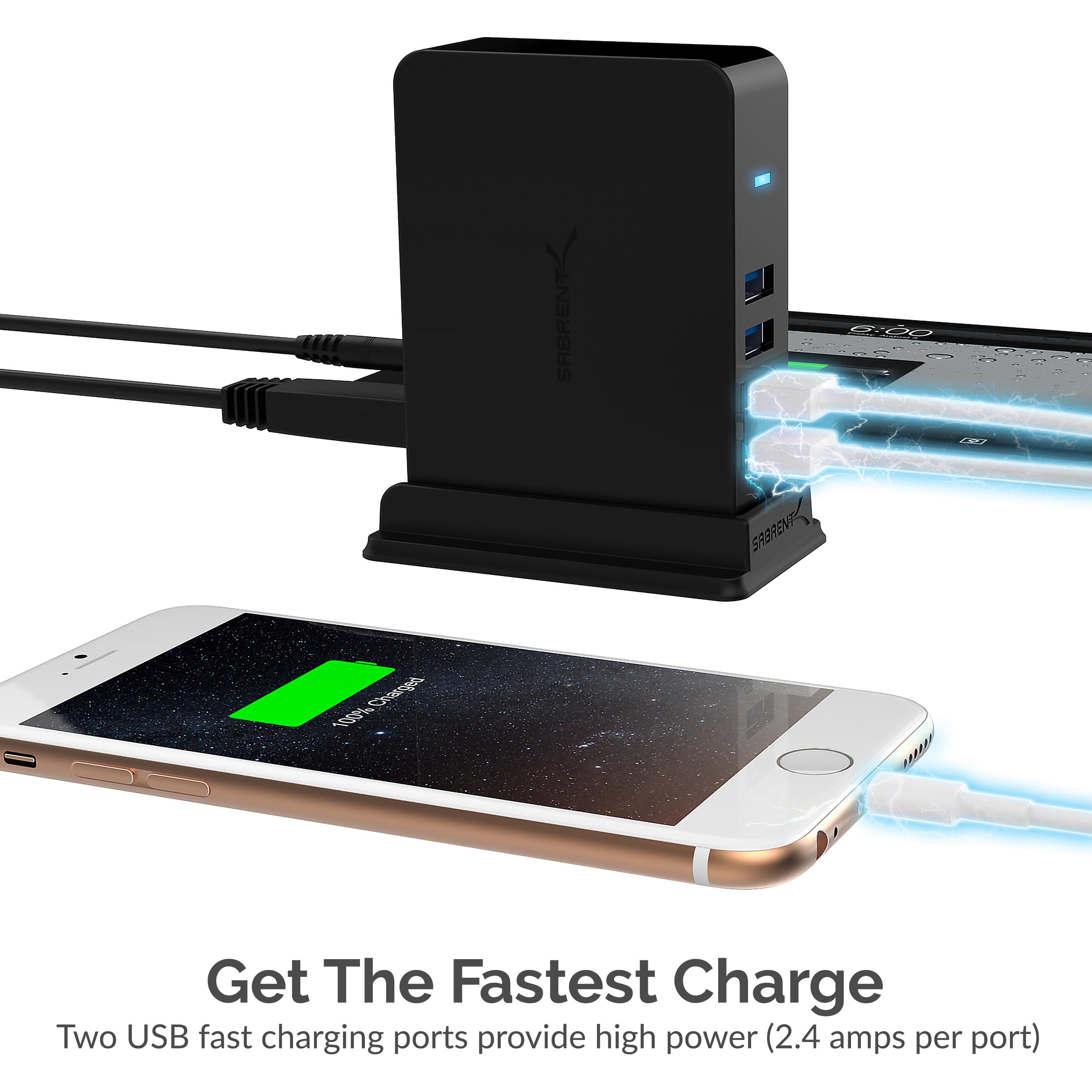 7 Port USB 3.0 HUB + 2 Charging Ports