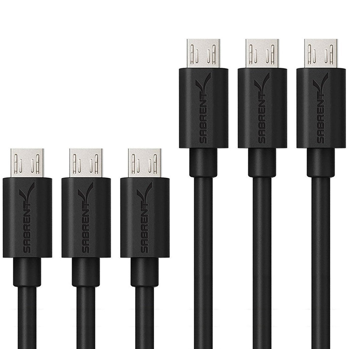 [6-Pack] 22AWG Premium Micro USB Cables  High Speed USB 2.0 A Male to Micro B Sync and Charge Cables [Black]