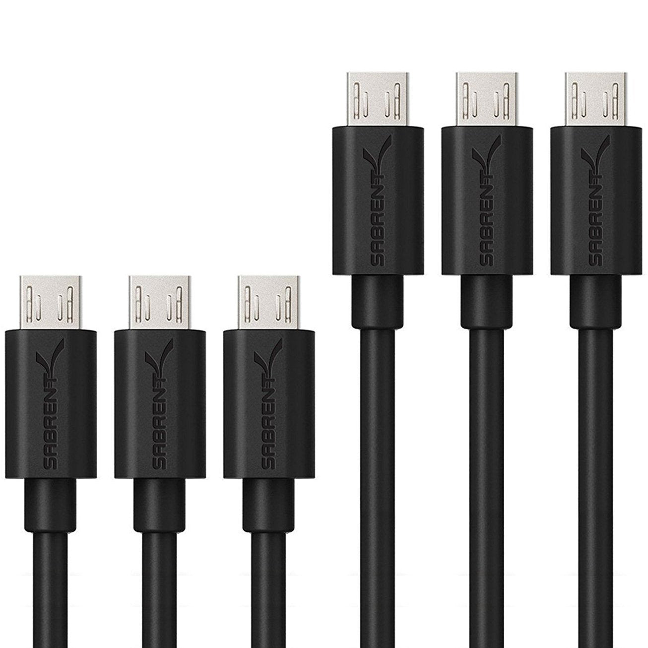 [6-Pack] 22AWG Premium Micro USB Cables  High Speed USB 2.0 A Male to Micro B Sync and Charge Cables [Black]