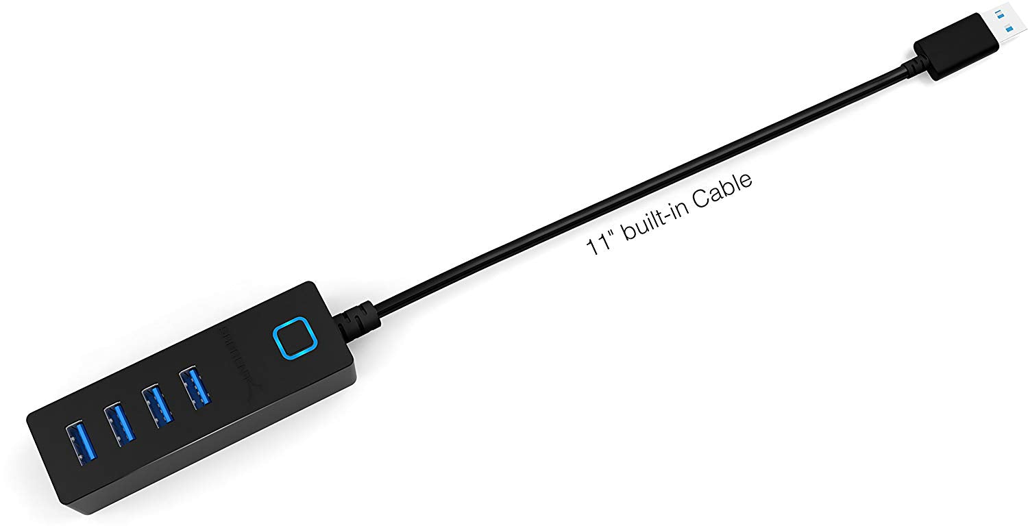 4 Port Portable USB 3.0 Hub with Power Switch