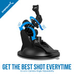 Mini Suction Cup for Standard Tripod Mount (GoPro Mount Adapter Included)