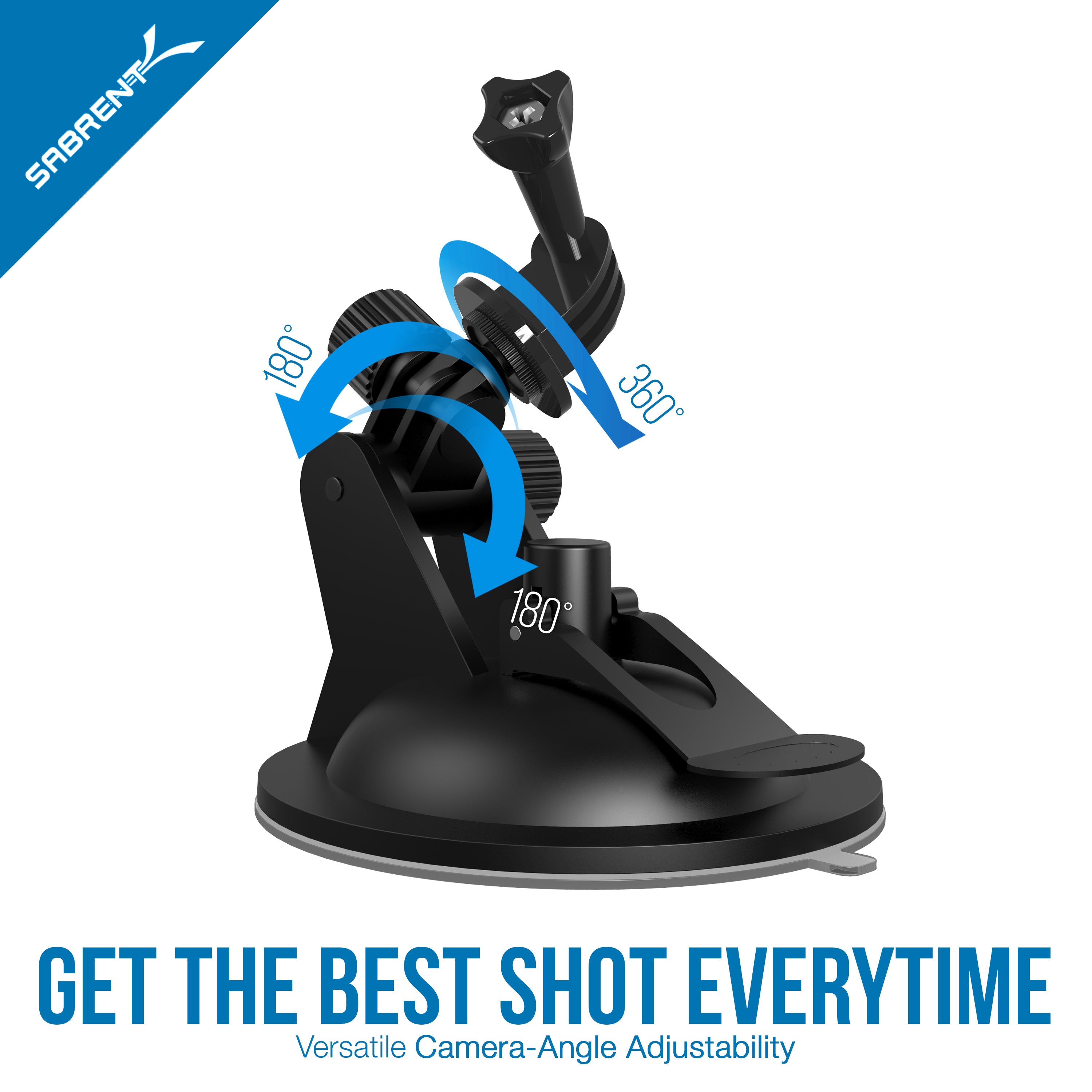 Mini Suction Cup for Standard Tripod Mount (GoPro Mount Adapter Included)
