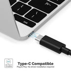 Black Aluminum Type-C to 2-Port USB 3.0 and HDMI Adapter