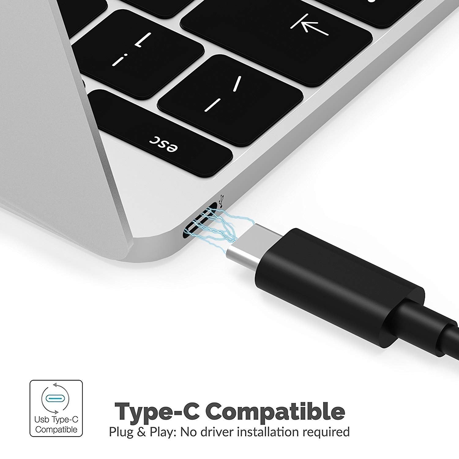 Black Aluminum Type-C to 2-Port USB 3.0 and HDMI Adapter