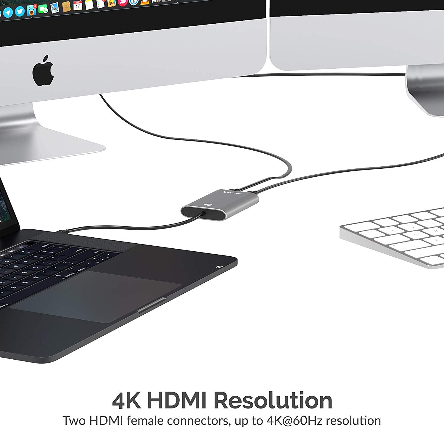 Thunderbolt 3 to Dual HDMI 2.0 Adapter [Supports Up to Two 4K 60Hz Monitors on Mac and Windows Systems]