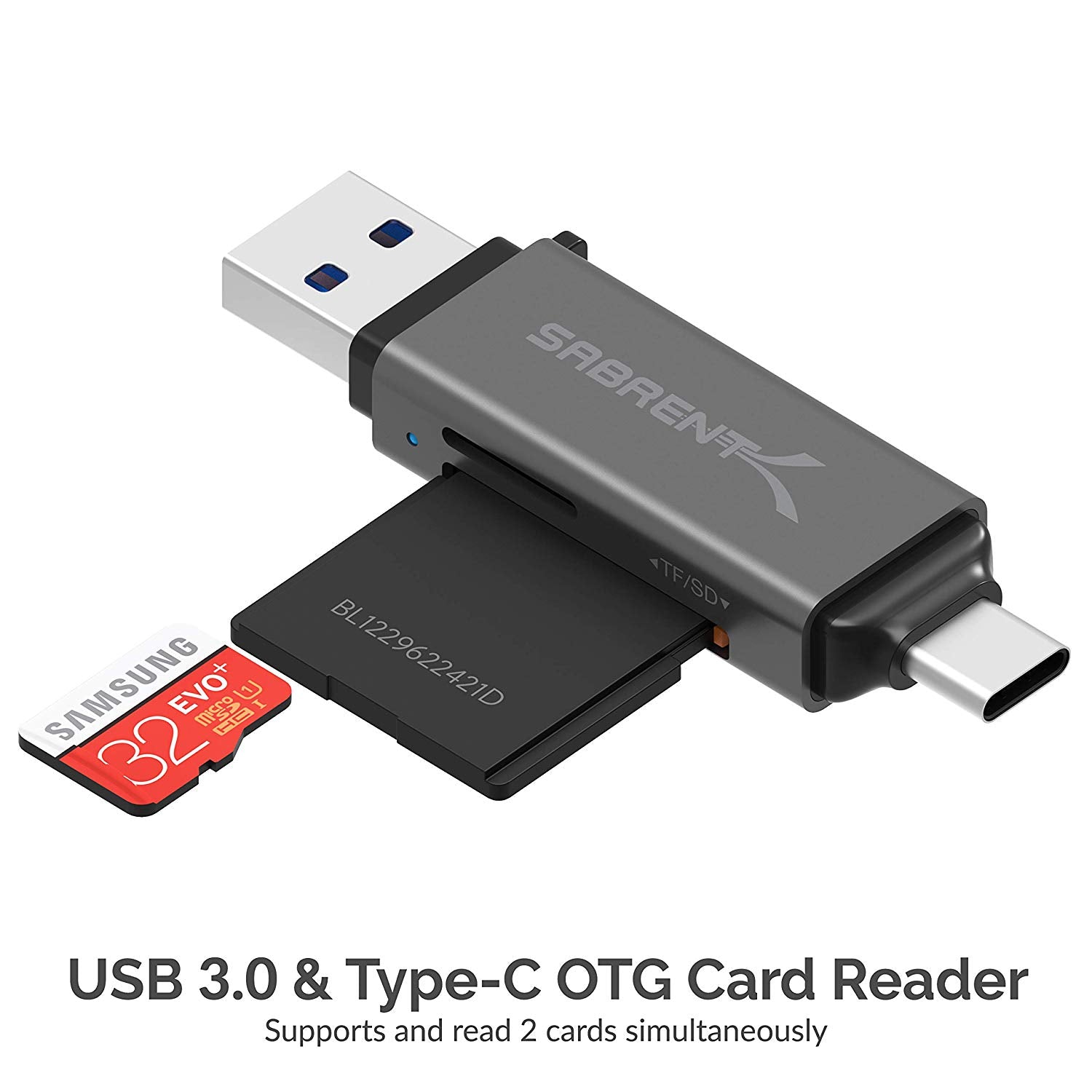 USB 3.0 and USB Type-C OTG Card Reader - Sabrent