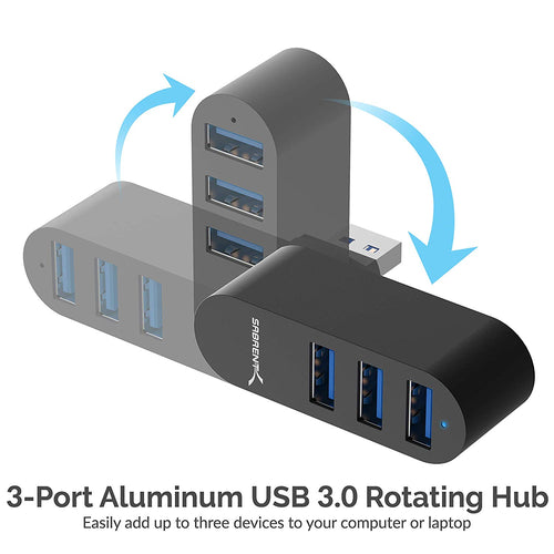 3-Port Mini USB 3.0 Rotating Hub