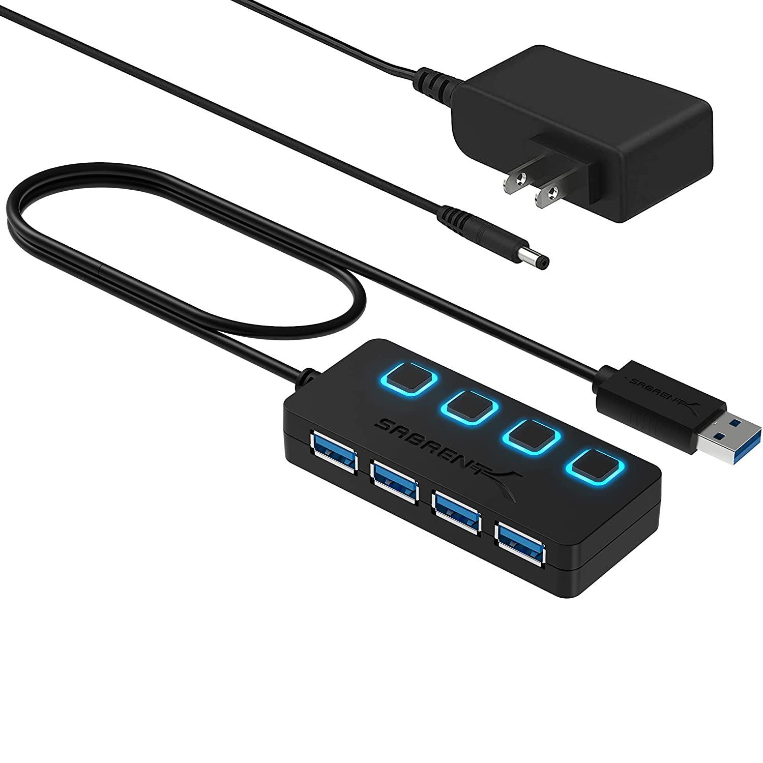 Sabrent HB-UMP3 4-Port USB 3.0 Hub with Power Adapter