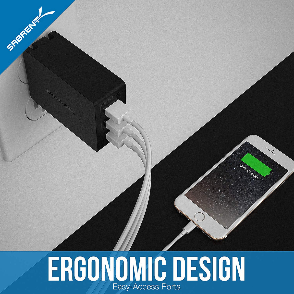 Quick Charge 3.0 [UL Certified] 30W 3-Port Wall USB Rapid Charger