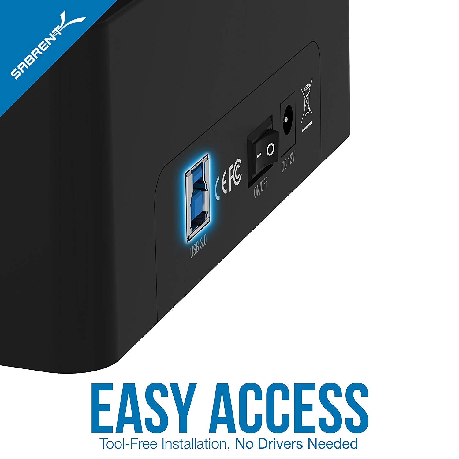 USB 3.0 to SATA Dual Bay Hard Drive Docking Station for 2.5" or 3.5" HDD, SSD
