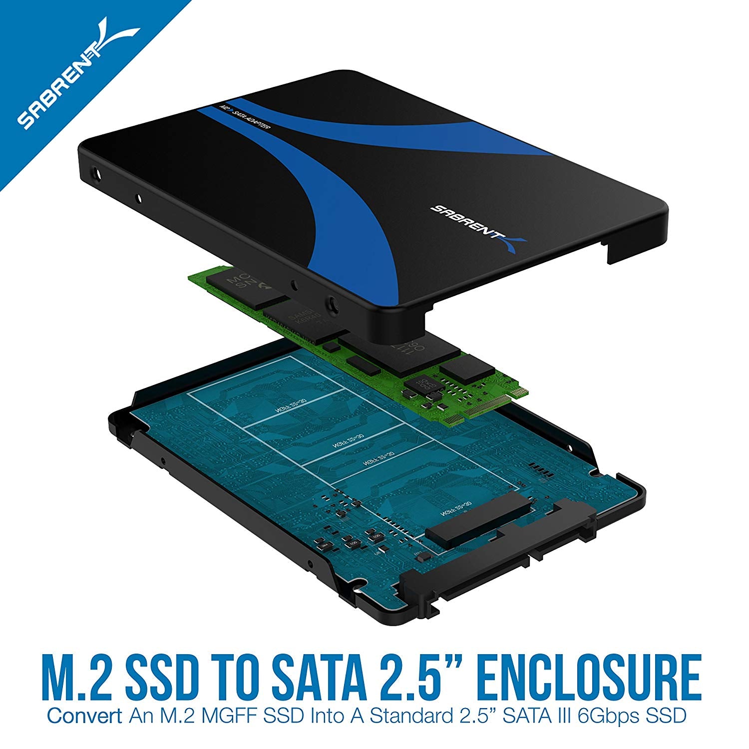M.2 SSD to 2.5 SATA III Aluminum Enclosure Adapter - Sabrent