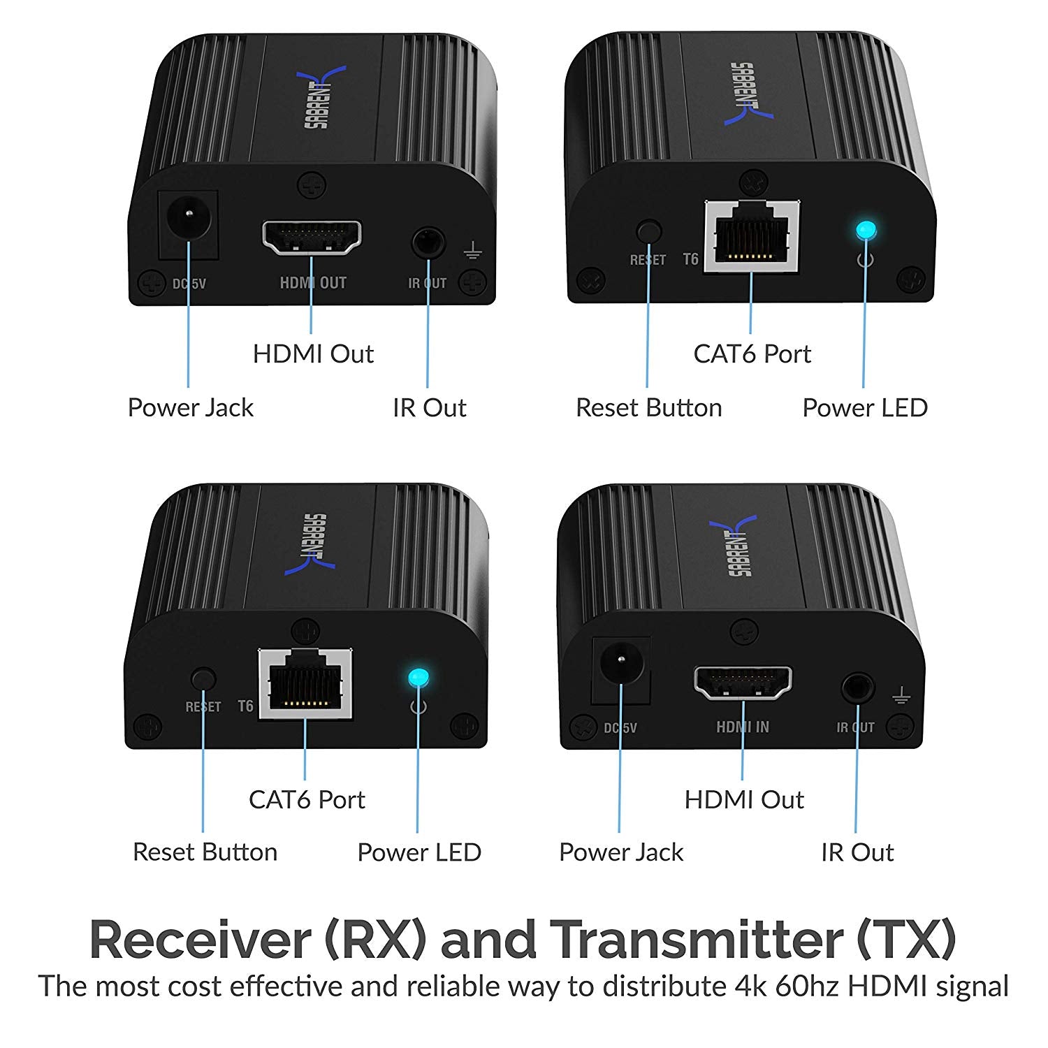 4K HDMI Extender Over CAT6 (60 Meters / 200 ft)