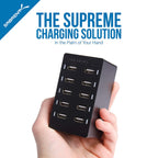 60 Watt (12 Amp) 10-Port Family-Sized Desktop USB Rapid Charger. + 6 Micro USB Cables [X3-3ft and X3-1ft] Black