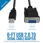 USB 2.0 to Serial (9-Pin) DB-9 RS-232 Adapter Cable 6ft Cable