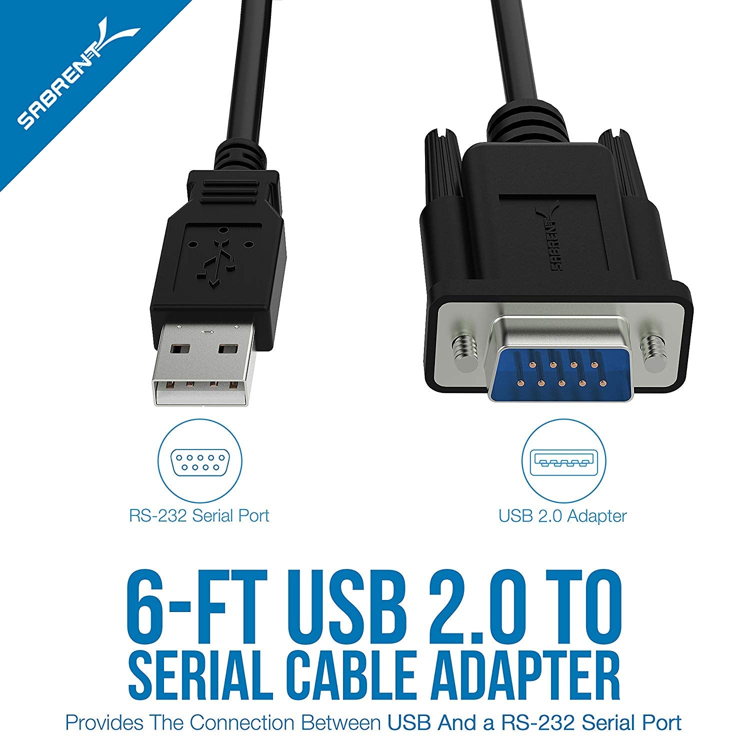 FTDI Chip RS232 USB A Female to DB-9 Male Converter Cable