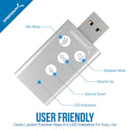 USB Aluminum External 3D Stereo Sound Adapter