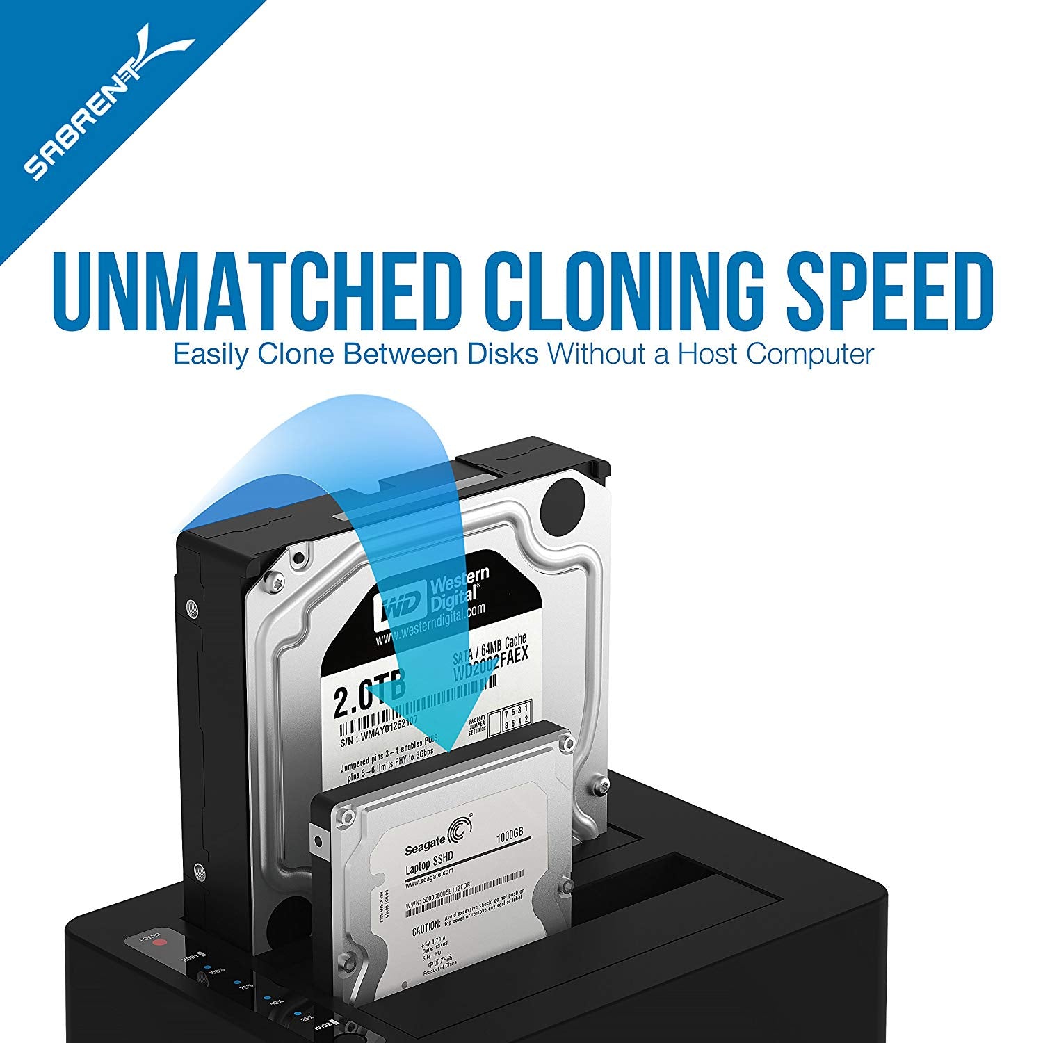 USB 3.0 to SATA Dual Bay Hard Drive Docking Station for 2.5" or 3.5" HDD, SSD