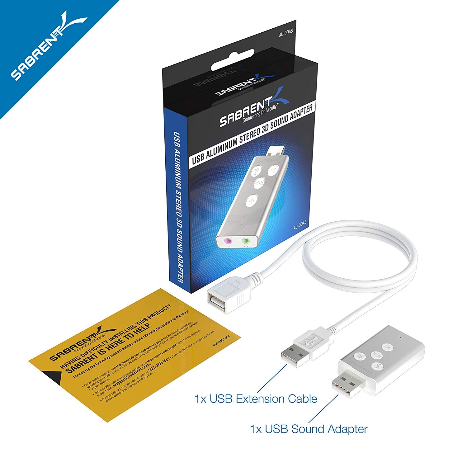 USB Aluminum External 3D Stereo Sound Adapter