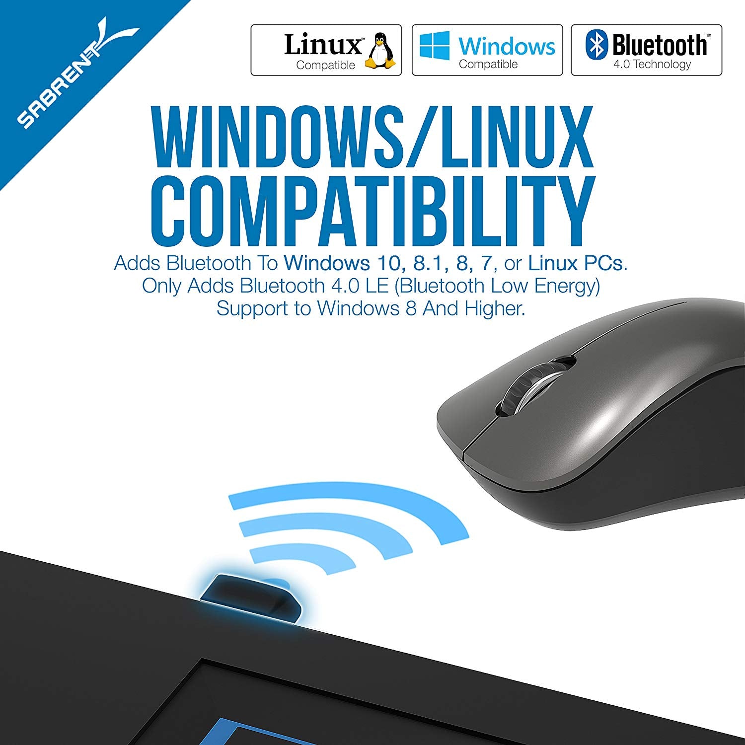 USB Bluetooth 4.0 Micro Adapter for PC [v4.0 Class 2 with Low Energy Technology]