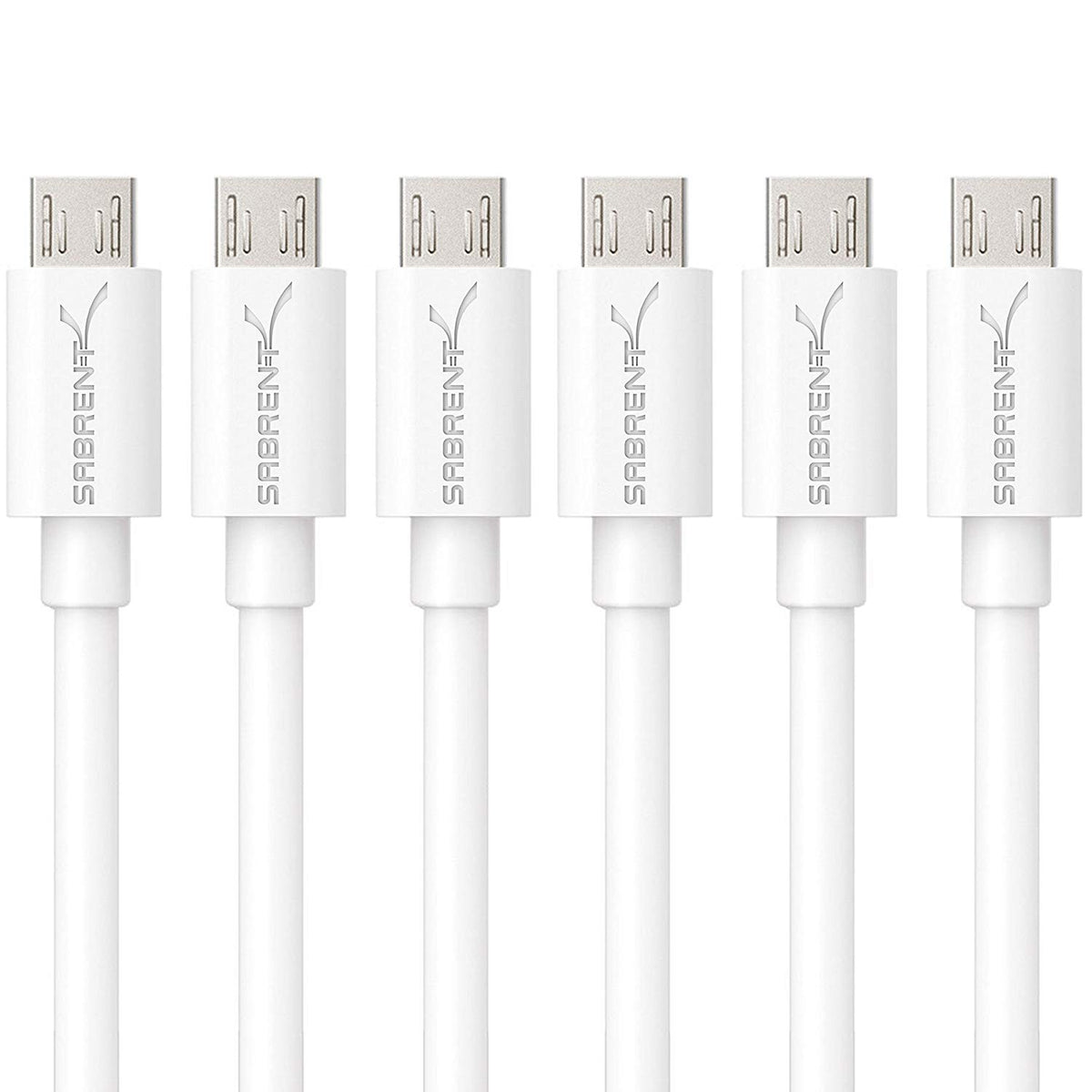[6-Pack] 22AWG Premium 3ft Micro USB Cables High Speed USB 2.0 A Male to Micro B Sync and Charge Cables [White]
