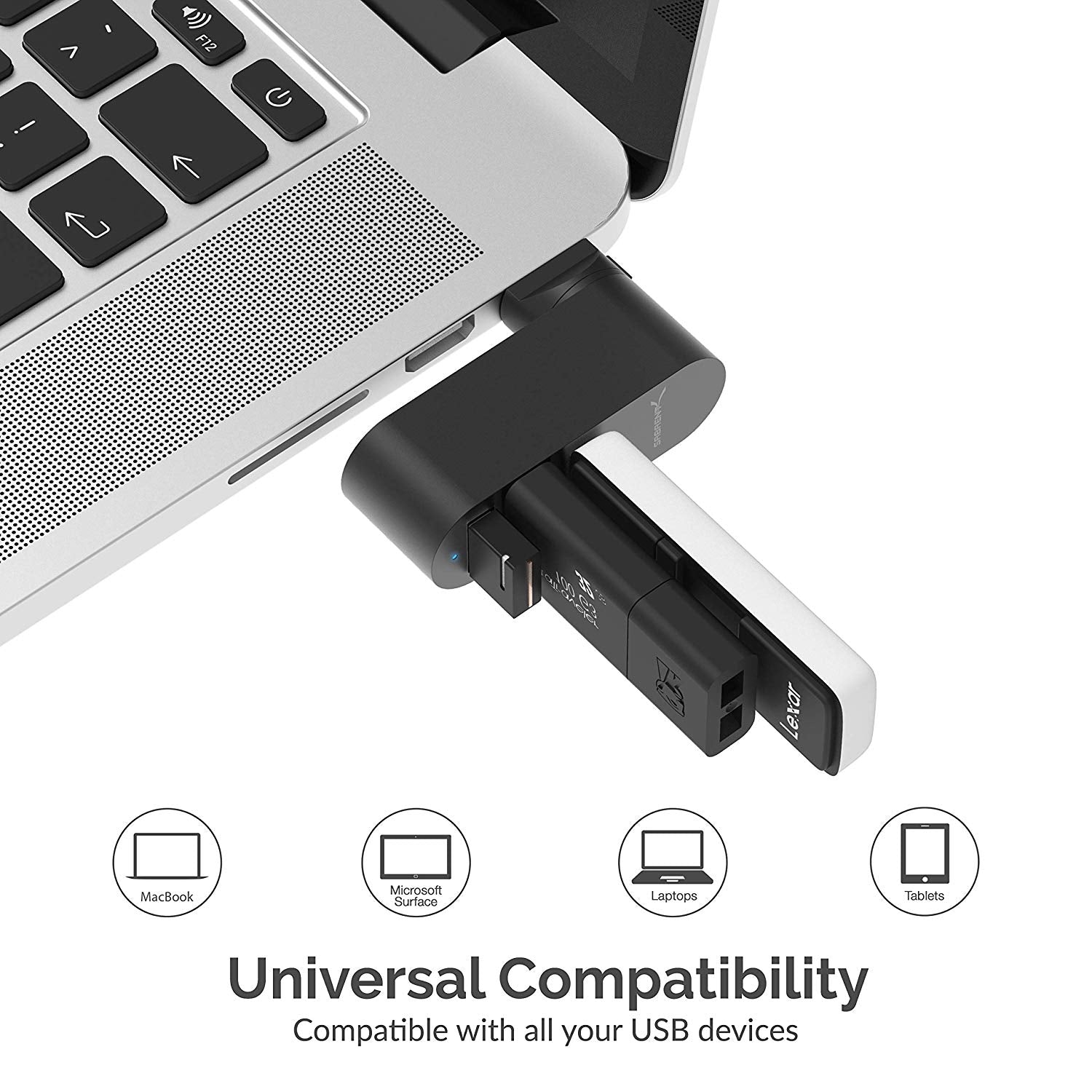 3-Port Mini USB 3.0 Rotating Hub