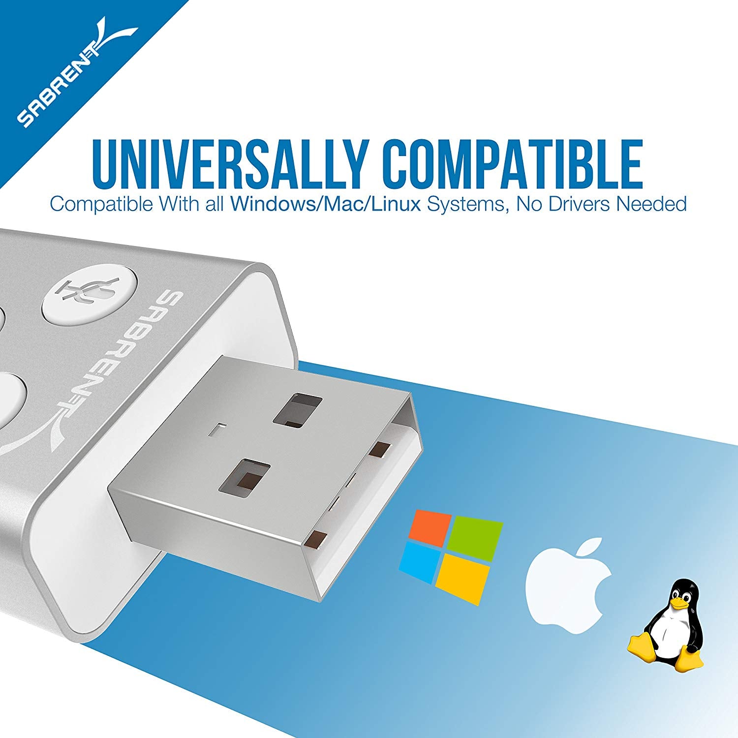 USB Aluminum External 3D Stereo Sound Adapter