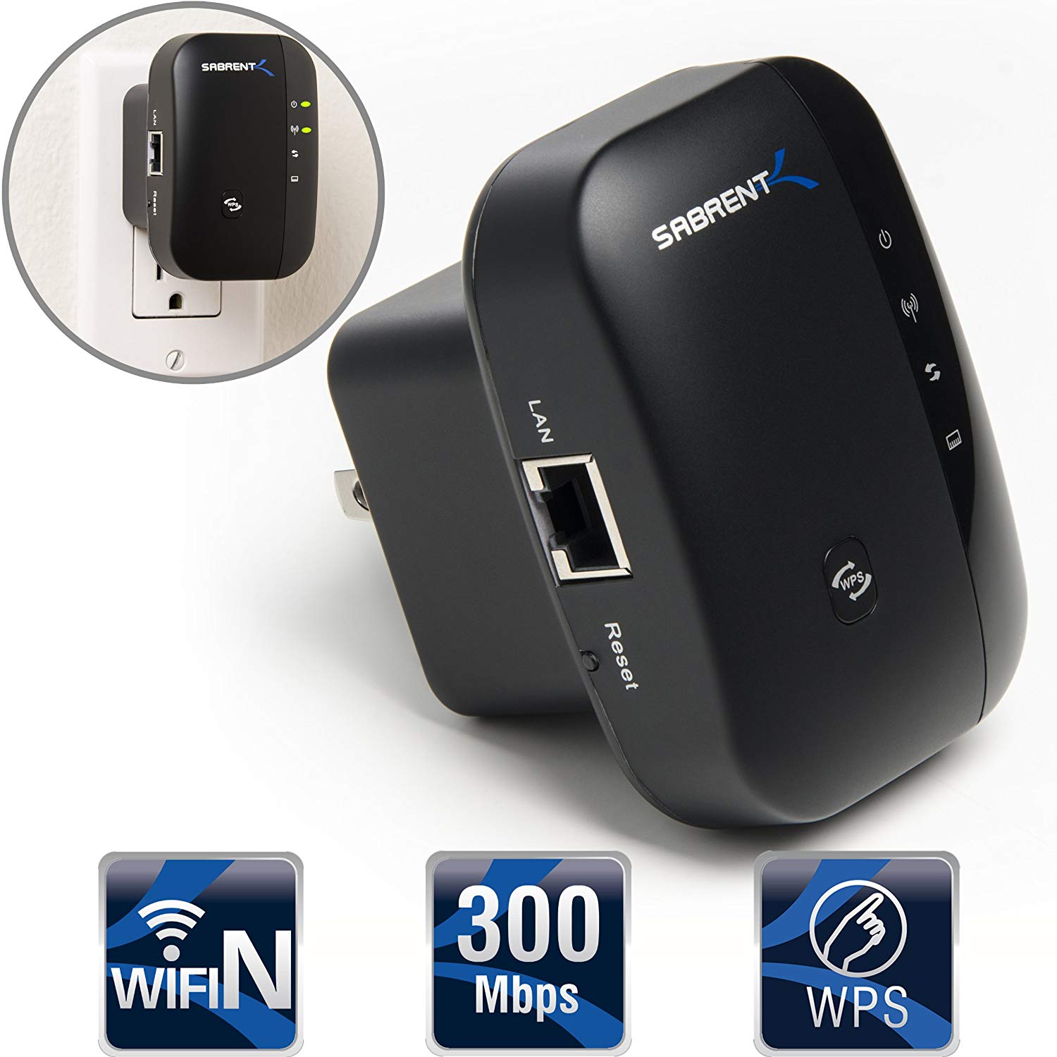 Wi-Fi Repeater and Range Extender 300mbps 2.4GHZ 801.11N Wall Plug Version