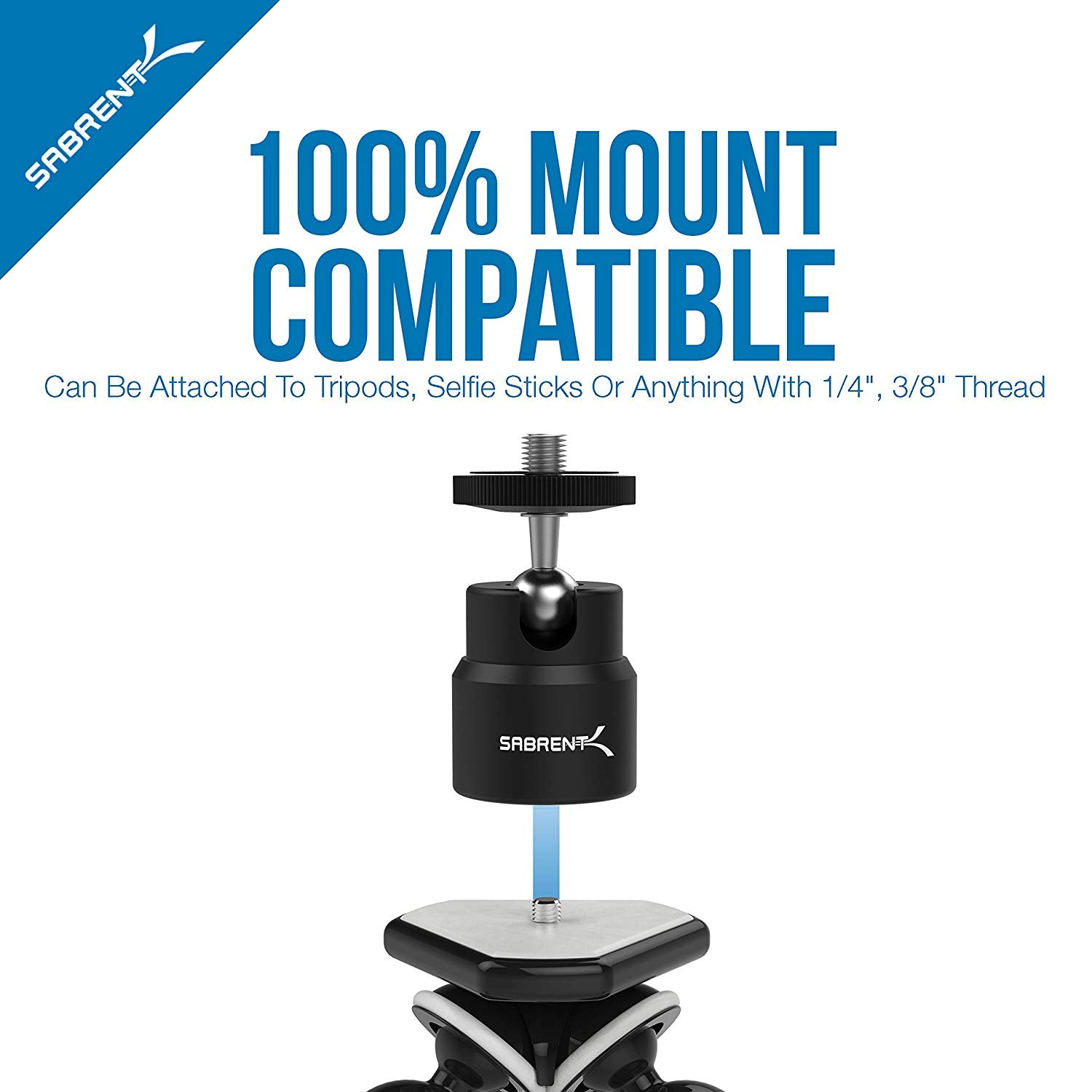 Flexible Tripod with Ball Head Bundle for Standard Tripod Mount