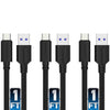 3-Pack 22AWG 1ft USB-C to USB A 3.0 Sync & Charge Cables