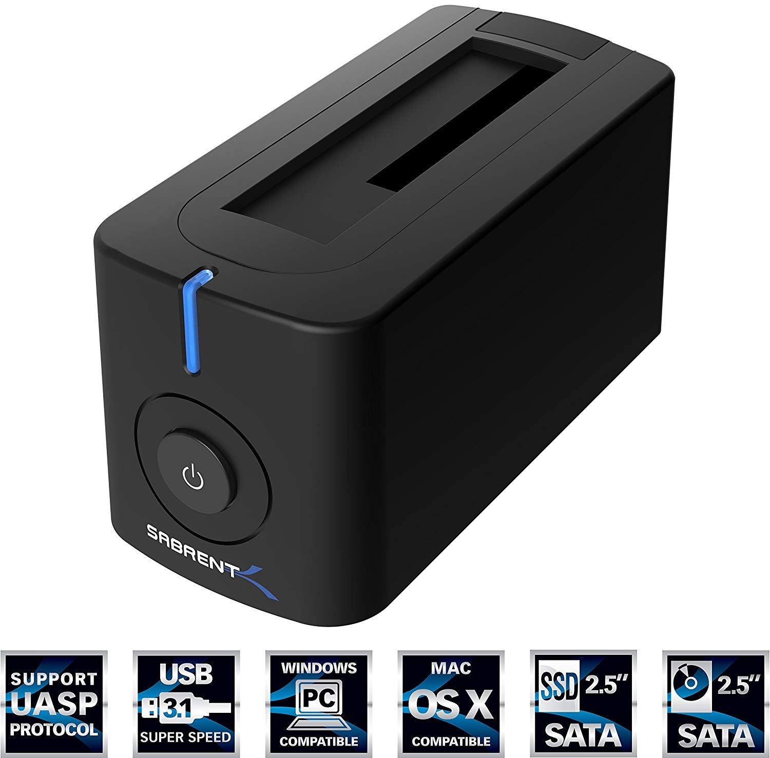 USB 3.1 to SATA External Hard Drive Docking Station for 2.5 or 3.5in HDD, SSD [Support UASP and 8TB]