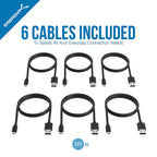 6-Pack 3ft Micro USB 2.0 A Male to Micro B Cables