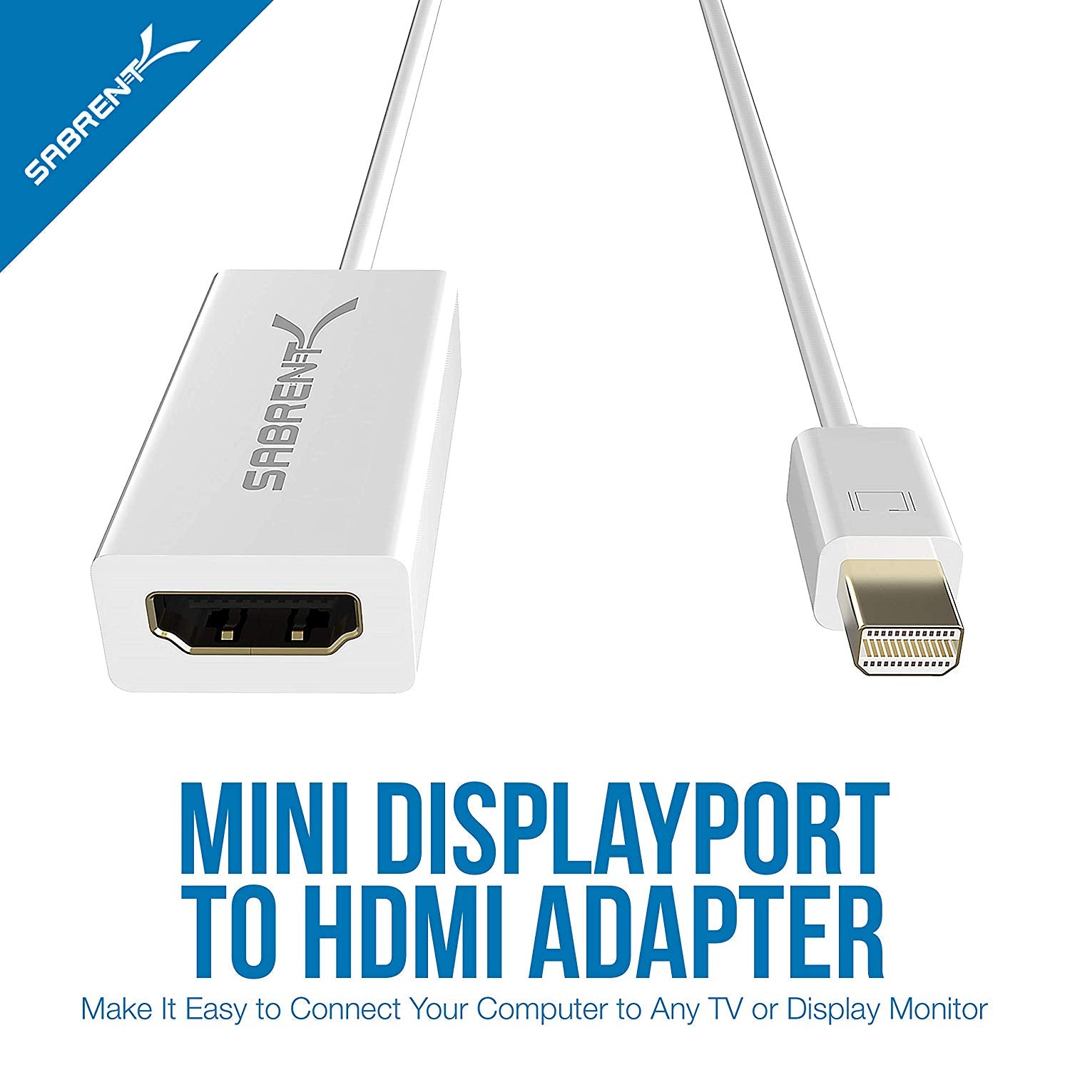 Mini DisplayPort (Thunderbolt 2) to HDMI Adapter [4K Support Gold Plat -  Sabrent