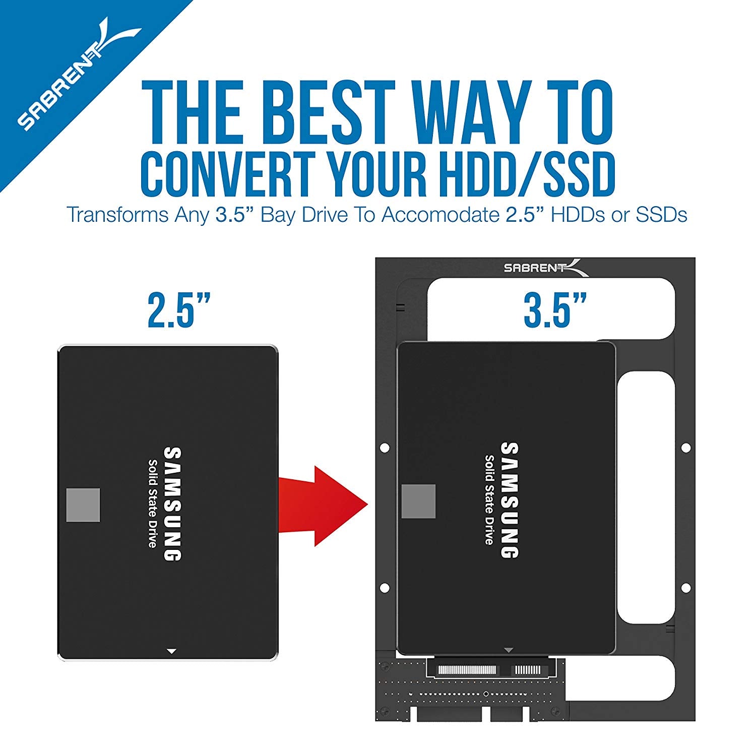 2.5" SSD & SATA Hard Drive to Desktop 3.5" SATA Bay Converter Mounting Kit