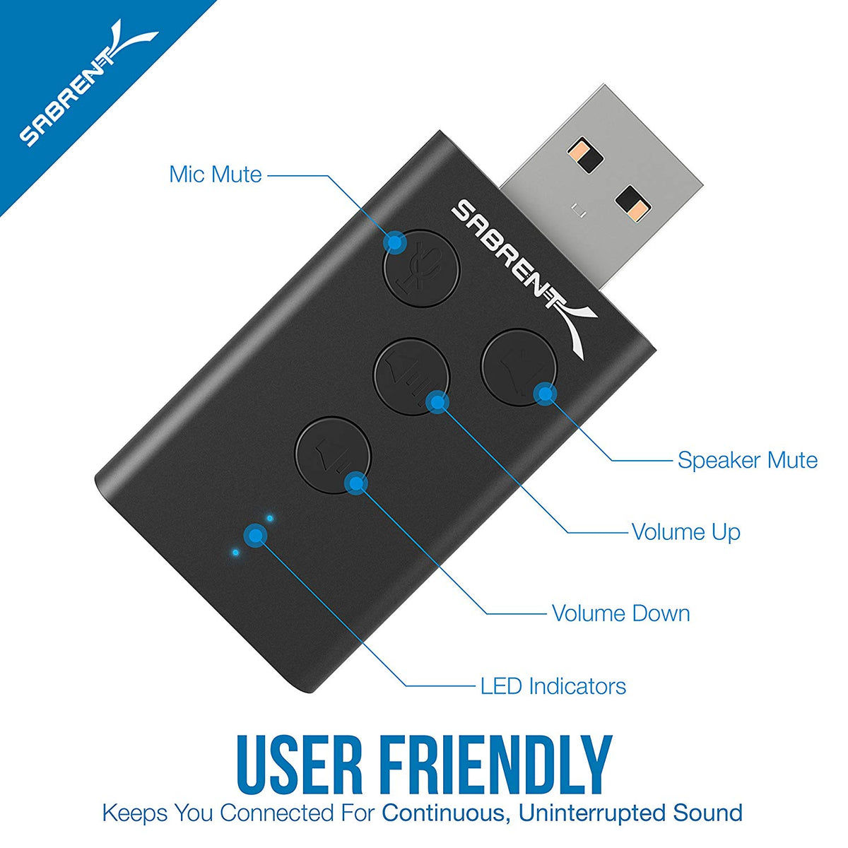 USB Aluminum External 3D Stereo Sound Adapter